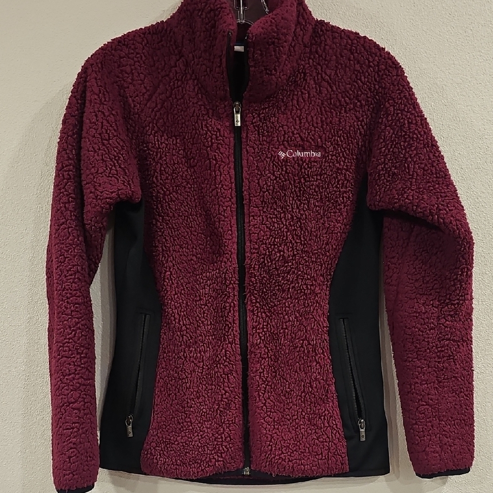 Columbia Red and Black Teddy Jacket Plush Fleece
